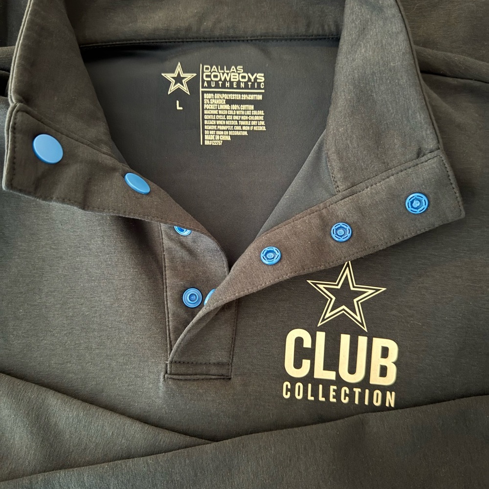 Dallas Cowboys NFL Club Collection Pullover High Collar Snap Button Size L - Picture 10 of 14